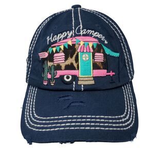 Happy Camper Strapback Hat Blue One Size KB ETHOS Vintage Distressed
